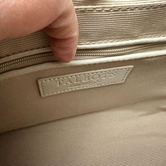 Talbots Off White Quilted Genuine Leather Chain‎ Strap Turn lock Shoulder Bag - Picture 8 of 12